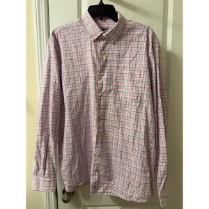 Johnnie O Hangin Out Mens XL Plaid Button Down Shirt Long Sleeve  Red Blue White